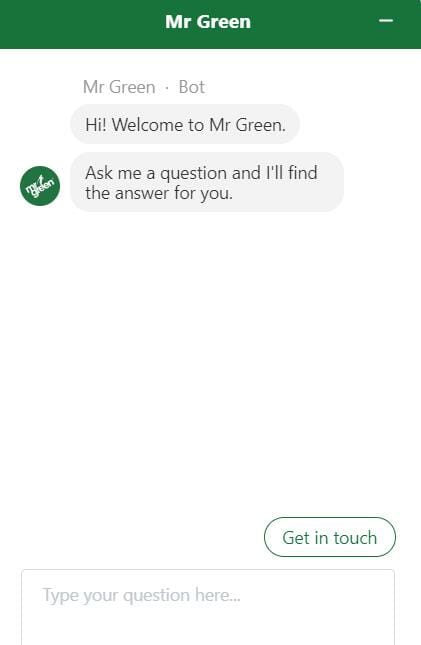 Mr Green live chat transcript