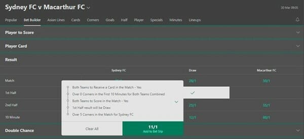 Screenshot from bet365 on 30/03/2022 at 09:00am GMT.