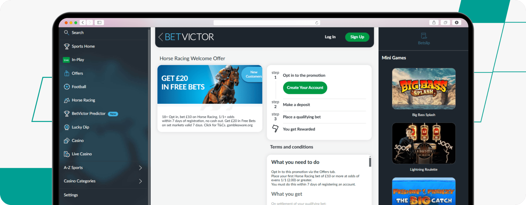 screenshot of betvictor horse racing welcome offer