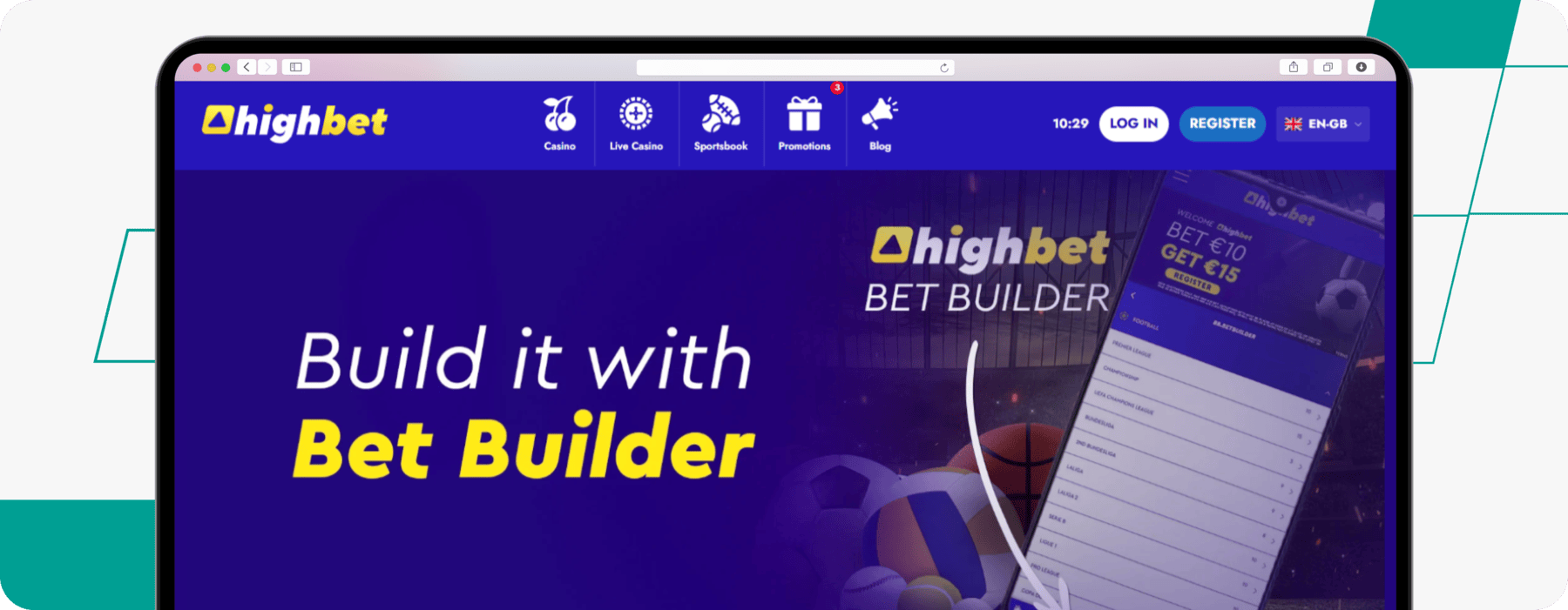 screenshot of highbet bet builder